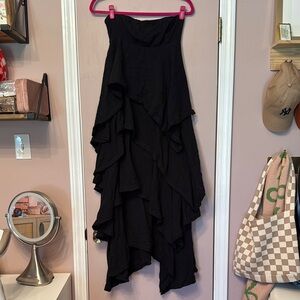 Free People Black Strapless Ruffle Dress